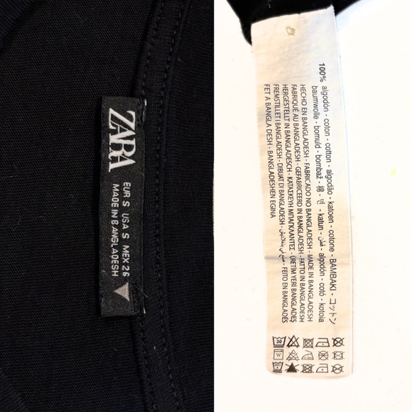Zara Plain Eyelash T-shirt Black Size S - Picture 7 of 7
